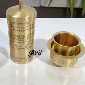 UNPOLISHED HEALTHY BRASS COFFEE FILTER POT- 7 inch
