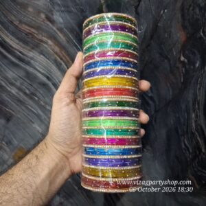 WATERDROP GLASS BANGLES - 9 COLOURS - NAVRATRI NAVYUGA SPECIAL - 5 DOZEN APPROX COUNT