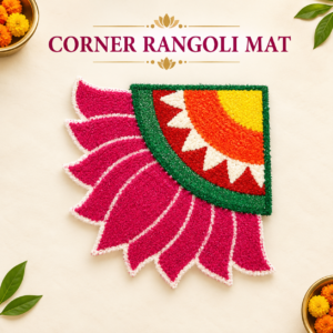 18 inch - CORNER MAT - HALF LOTUS – WATERPROOF WOOL RANGOLI MATS