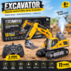 13-Channel 2.4GHz Remote Control Alloy Spray Excavator Toy with Real Smoke/Mist Effect & Lights