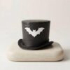 Halloween Black Top Hat with White Bat Emblem