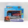 2-in-1 Transport Truck with Alloy Toy Cars – Car Carrier Trailer Set for Kids, Die-Cast Vehicle Playset & Gift