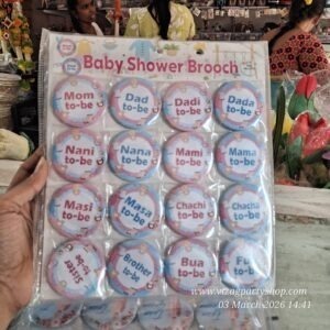 BABY SHOWER BADGES 16 PC PACK SREEMANTHAM MOM TO BE  DAD TO BE