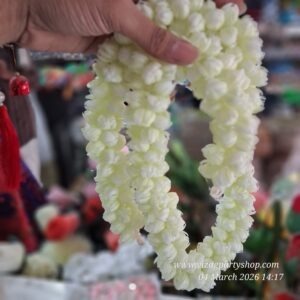 FRESH ARTIFICIAL JASMINE CREAM 34INCH (FLOWER LINE) malli puvvulu mogra