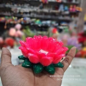 MARBLE Lotus Marble Dark Green Base with Resin Pink Flower - (4inch )