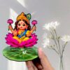 DIYA STAND CUTE LAKSHMI DEVI IN LOTUS (TL LAKSHMI 136)  - WOOD MDF KGF PROPS