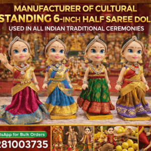 Cultural Doll Standing Langa Voni Half saree Mature function 6" inch - Traditional Dolls