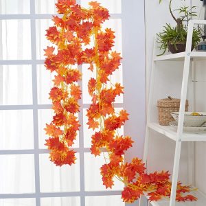 Money Plant Leaves Maple Spring Orange  (SET OF 12)  - Creepers  (total 36feet)