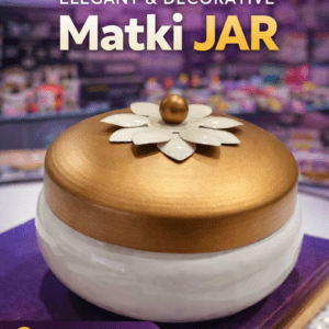 SHINY MATKI JAR Round Pearl GOLD Flower - Assorted COLOUR (gold, copper or white) jar round 433 547