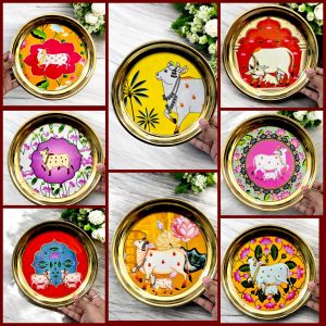 Thick / Heavy Brass Plate Design Printed Assorted - All Sizes pichwai PLATE BRA PIC