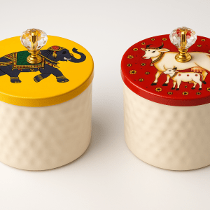 Pichwai Enamel Box Hammered MATKI (jar hammered 524) dry fruit box