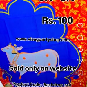 BACKDROP PRINTED  5FEET * 8FEET PICHWAI RED BLUE FRAMED 1140