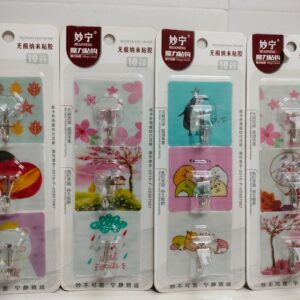 Wall Hooks Printed Sticker Adhesive - 3pcs Pack