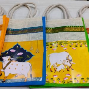 Jute Bags Pichwai Cow Assorted - (Set of 25pcs)