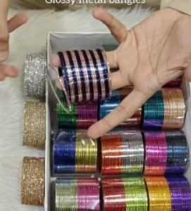 2.6 Metal Shiny Plain Glossy Bangles Assorted - (SET OF 2 dozen)