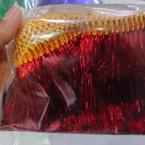 Curtains Tassel Shimmer Border - (All Colors) - RED