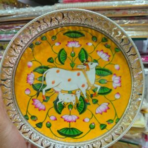 GERMAN SILVER PICHWAI GSI TRAYS ENAMEL -  TRADITIONAL RETURN GIFTS - RO 8"