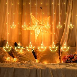 Led Diya Lights Curtain Lamps - Warm White