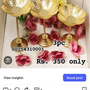 URLI LOTUS CUPS STAND LOT CUP 3PC SET FLORAL FLOWERS