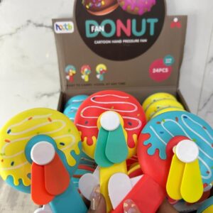 SUMMER PUSH HAND FAN DOUGHNUT or other foods KIDS / ADULTS STATIONARY STATIONERY RETURN GIFTS