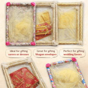 CLOTH NET HAMPER TRAYS (MDF BASE) CB TR NE (ASSORTED COLOURS/DESIGNS) - TRADITIONAL RETURN GIFTS