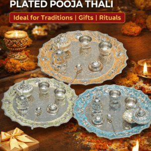 GERMAN SILVER PLATED POOJA THALI SET