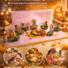 MDF KGF WELCOME Vaishnavite / Bhakti-themed pooja setup (8PC SET), HOUSEWARMING (4 INCH)   -- MDF KGF WOOD PROPS