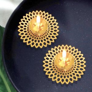 Diya Brass Round Jali Flower - 4pcs